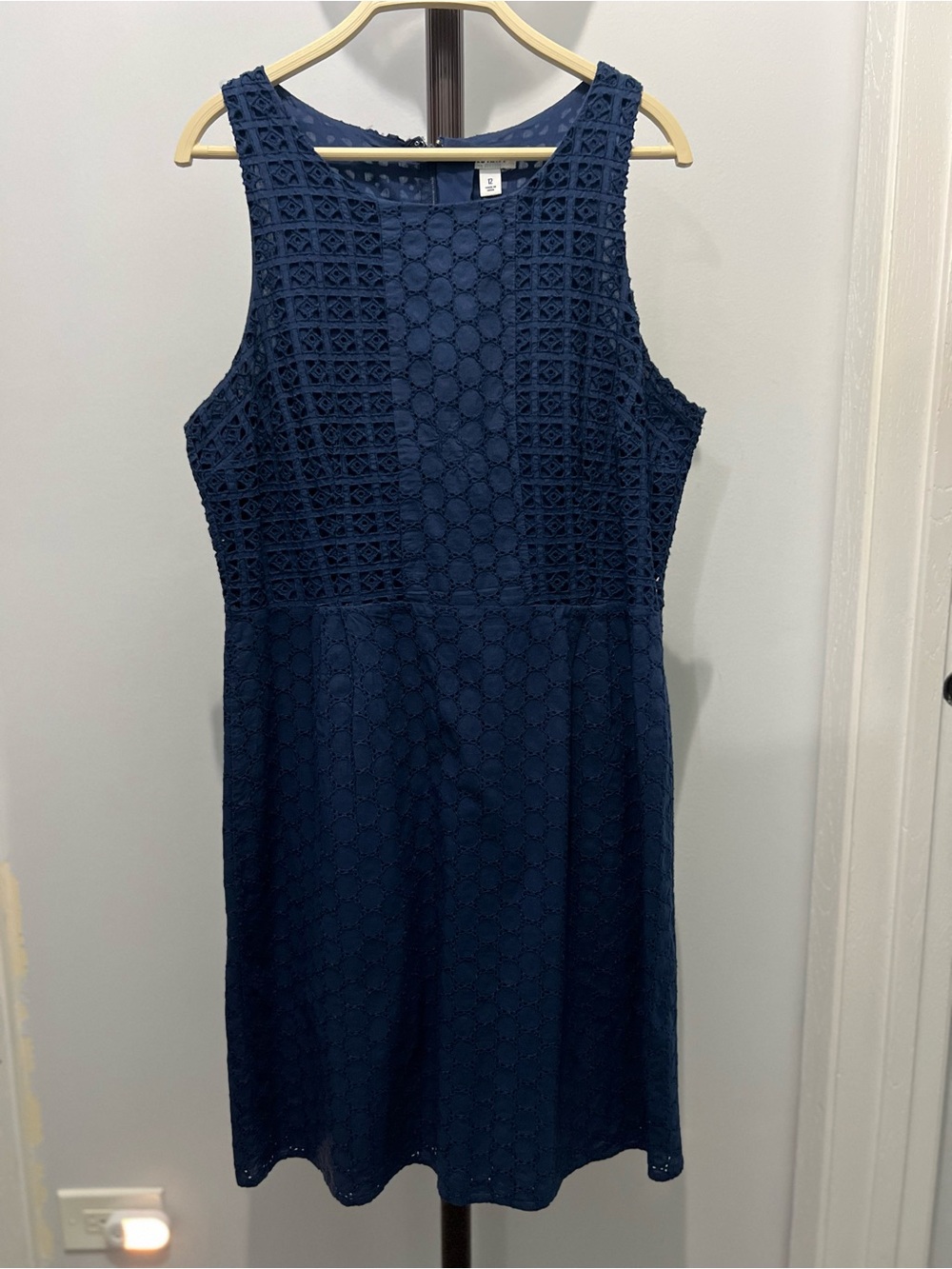 Old Navy Sleeveless Navy Eyelet A-Line Dress